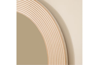 Espelho - 80 x 80 cm - Imitação madeira e branco