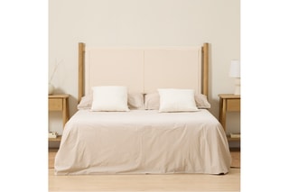 Cabeceira de cama em madeira de sungkai - 160 x 125 x 6/9 cm