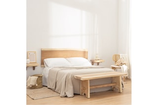 Cabeceira de cama de suspender em madeira de trembesi- 105 x 50/60 x 4 cm