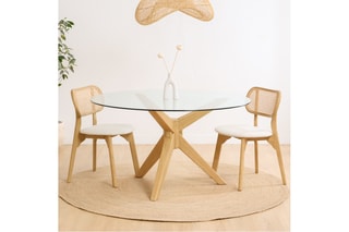 Mesa de jantar em madeira de sungkai - 120 x 77 x 120 cm