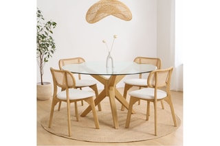 Mesa de jantar em madeira de sungkai - 120 x 77 x 120 cm