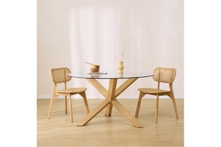 Mesa de jantar em madeira de sungkai - 120 x 77 x 120 cm