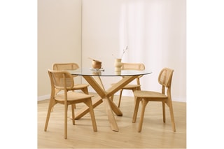 Mesa de jantar em madeira de sungkai - 120 x 77 x 120 cm