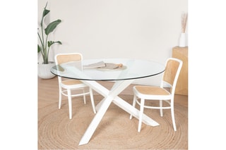 Mesa de jantar em madeira de sungkai - 120 x 77 x 120 cm