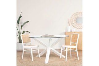 Mesa de jantar em madeira de sungkai - 120 x 77 x 120 cm