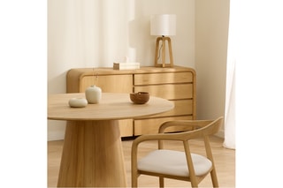 Mesa de jantar em madeira de sungkai - 120 x 75 x 120 cm