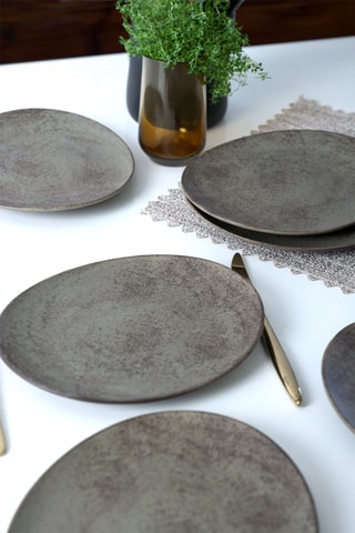 6 assiettes à dessert en grès - 23 cm