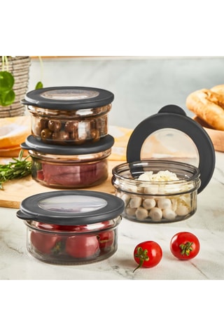 4 boîtes de rangement en verre - 41,5 cl
