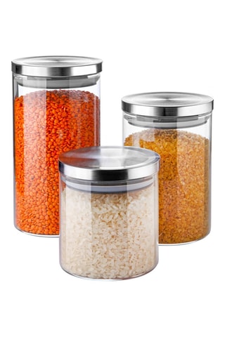 3 boîtes de conservation en verre borosilicate avec couvercle - 11 x 15 x 19 cm