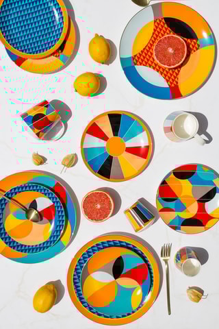 6 assiettes plates en porcelaine - 27 cm