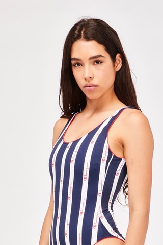 Maillot 1 pièce Blanc et bleu marine