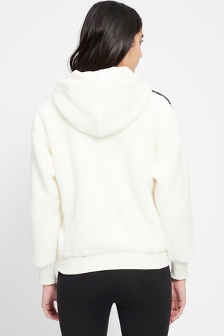 Sweat à capuche polaire Ecru