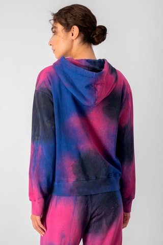 Sweat à capuche tie and dye Noir et fuchsia