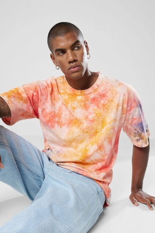 T-shirt Tie and Dye - Oranje en Geel
