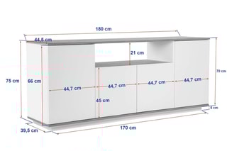 Buffet 4 portes Arista -  180 x 75 x 44,5 cm