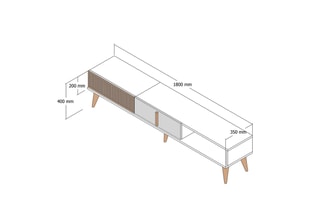 Meuble TV 2 abattants  - 180 x 40 x 35 cm