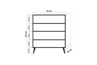 Meuble de rangement 4 portes  - 95 x 111 x 36 cm