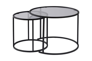 2 tables gigognes en verre Aurum - 42 x 39 x 42 / 60 x 43 x 60 cm