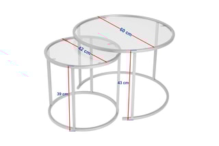 2 tables gigognes en verre Aurum - 42 x 39 x 42 / 60 x 43 x 60 cm