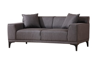 Canapé Petra - Anthracite - 2 places - Revêtement en polyester