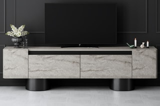 Meuble TV 2 abattants Bohem et noir - 180 x 50 x 30 cm