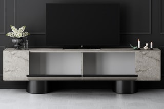 Meuble TV 2 abattants Bohem et noir - 180 x 50 x 30 cm