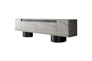 Meuble TV 2 abattants Bohem et noir - 180 x 50 x 30 cm