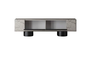 Meuble TV 2 abattants Bohem et noir - 180 x 50 x 30 cm