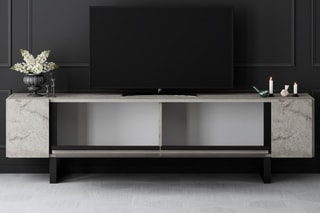 Meuble TV 2 abattants Yildiz et noir - 180 x 50 x 30 cm