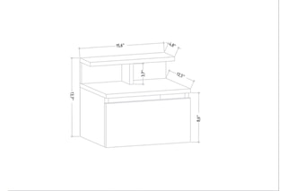 Table de chevet murale 1 tiroir  - 39,8 x 31,9 x 35 cm 