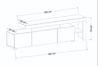 Meuble TV Beliz 2 portes - 192 x 53 x 37 cm