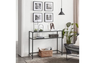 Commode avec plateau en verre trempé - 90 x 30 x 80 cm