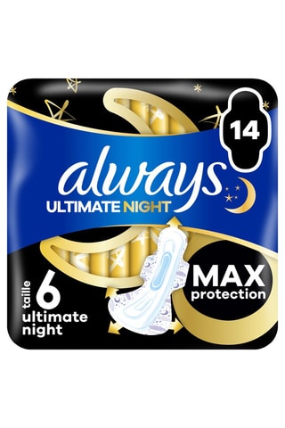 2 x 14 serviettes hygiéniques Always Ultimate Night - Nuit - INGREDIENTS MANQUANTS