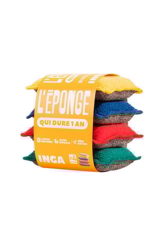 Pack 4 éponges grattantes et 4 éponges plates - Multicolore