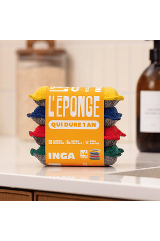 Pack 4 éponges grattantes et 4 éponges plates - Multicolore