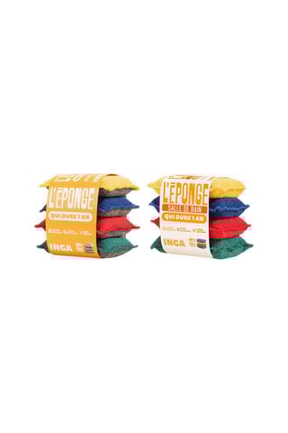 Pack 4 éponges grattantes et 4 éponges salle de bain - Multicolore