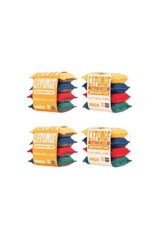 Pack 8 éponges grattantes et 8 éponges salle de bain - Multicolore