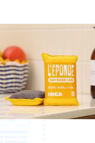 Duo éponges lavables sans sèche-éponge - Jaune