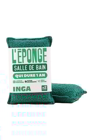 Duo éponges salle de bain sans sèche-éponge - Vert