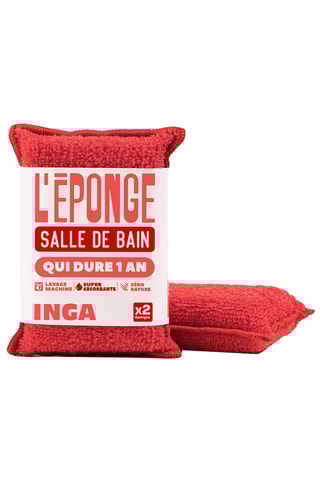 Duo éponges salle de bain sans sèche-éponge - Rouge