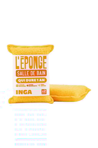 Duo éponges salle de bain sans sèche-éponge - Jaune