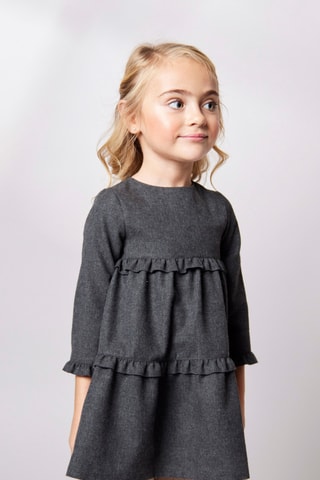 Vestido com folhos - Cinzento-escuro