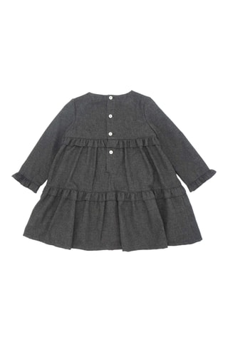Vestido com folhos - Cinzento-escuro