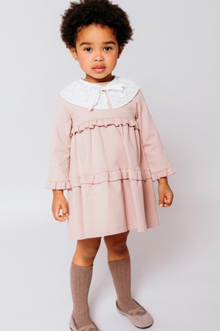 Vestido com folhos - Rosa-maquilhagem