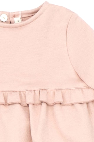 Vestido com folhos - Rosa-maquilhagem