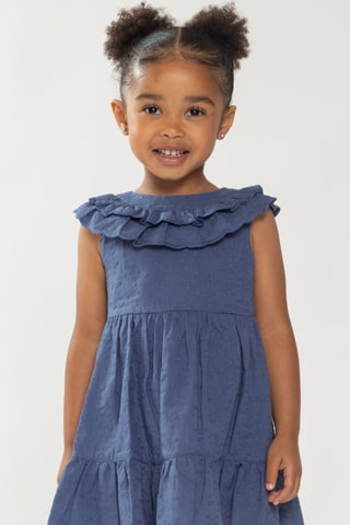 Vestido em bordado inglês - Azul-marinho