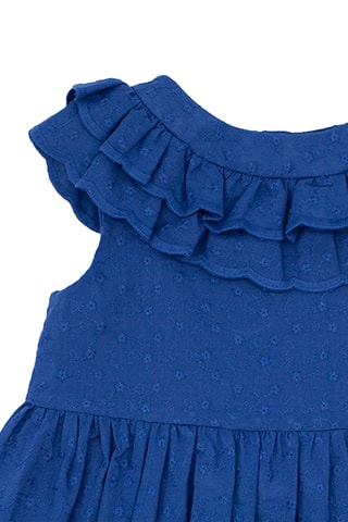 Vestido em bordado inglês - Azul-marinho