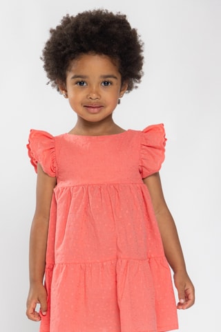 Vestido em bordado inglês - Coral