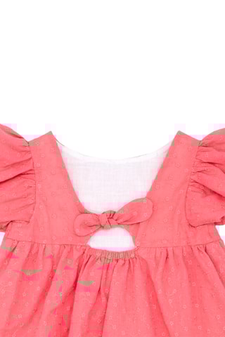 Vestido em bordado inglês - Coral