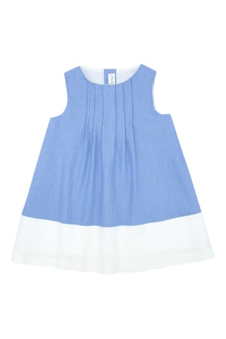 Vestido em linho - Azul-claro